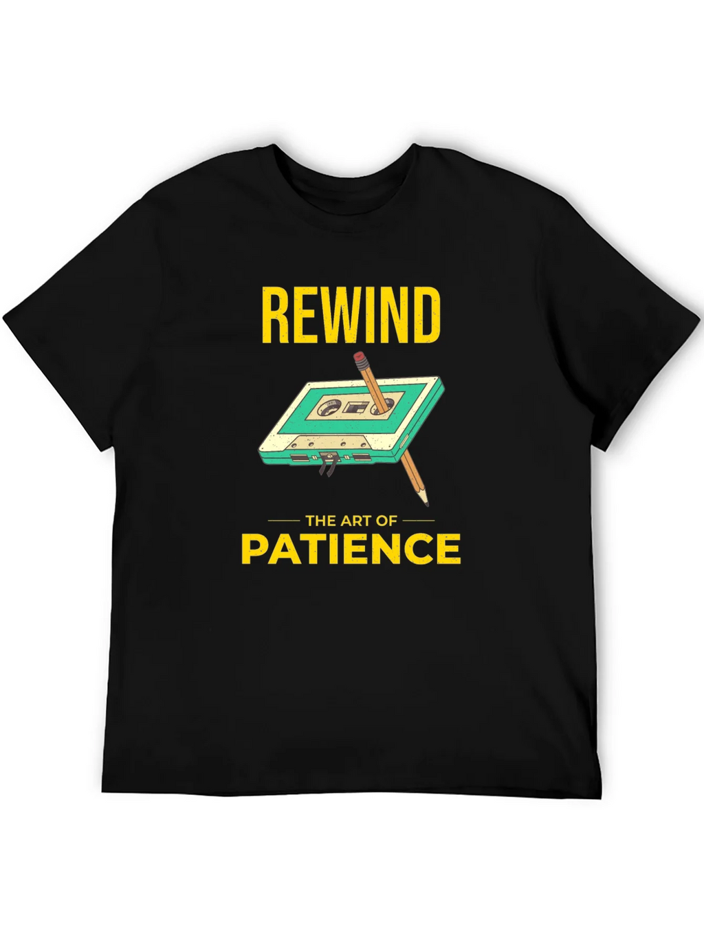 Rewind Patience Graphic Tee - Black Cotton
