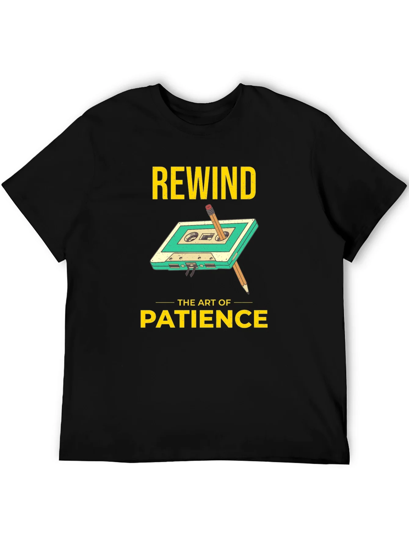 Rewind Patience Graphic Tee - Black Cotton