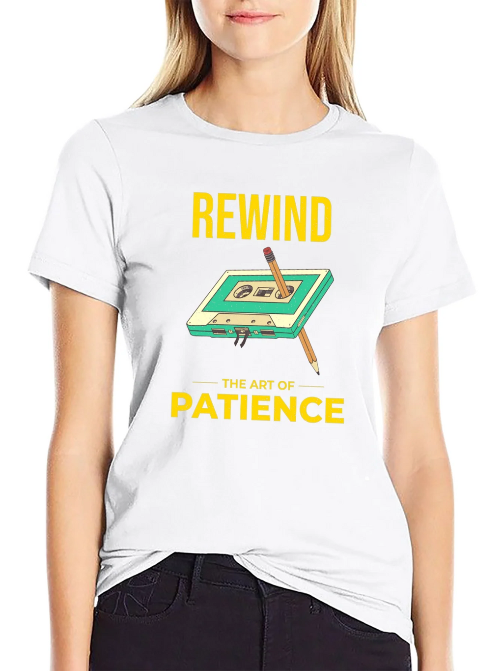 Rewind Patience Graphic Tee - Black Cotton