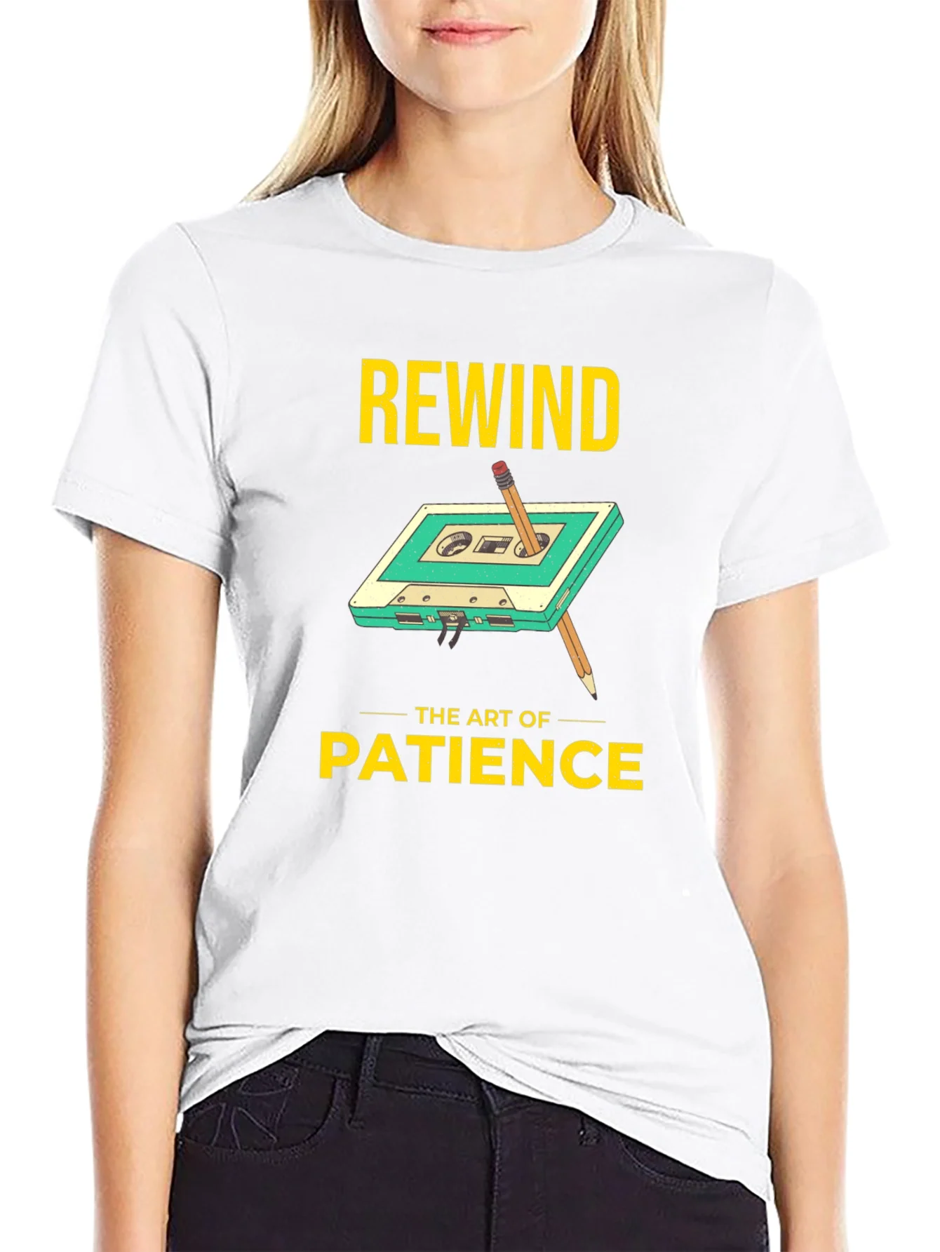 Rewind Patience Graphic Tee - Black Cotton