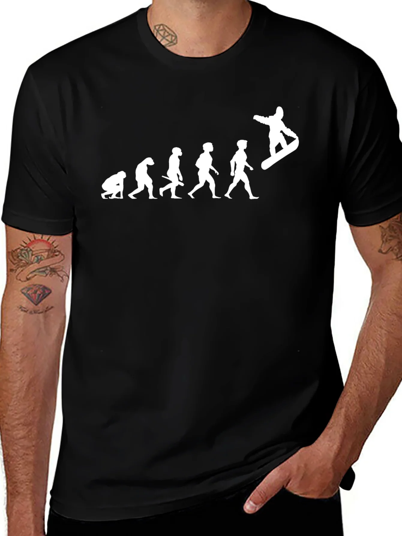 Evolution of Snowboarding Black T-Shirt