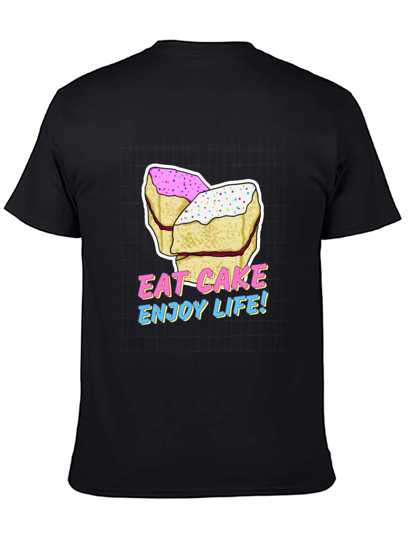 Eat Cake Enjoy Life Graphic Tee - Black Cotton T-Shirt