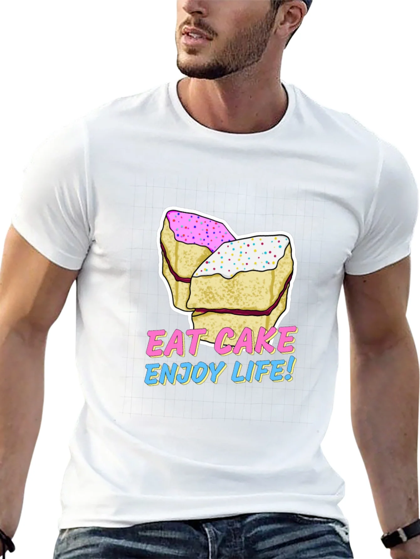 Eat Cake Enjoy Life Graphic Tee - Black Cotton T-Shirt