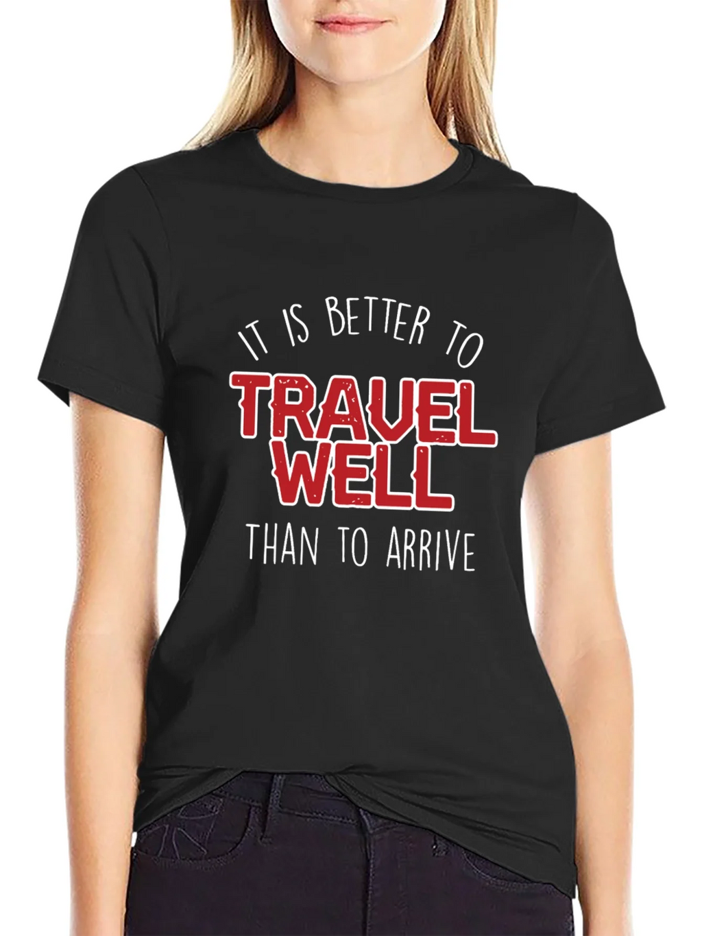 Travel Well Graphic Tee - Black Cotton T-Shirt