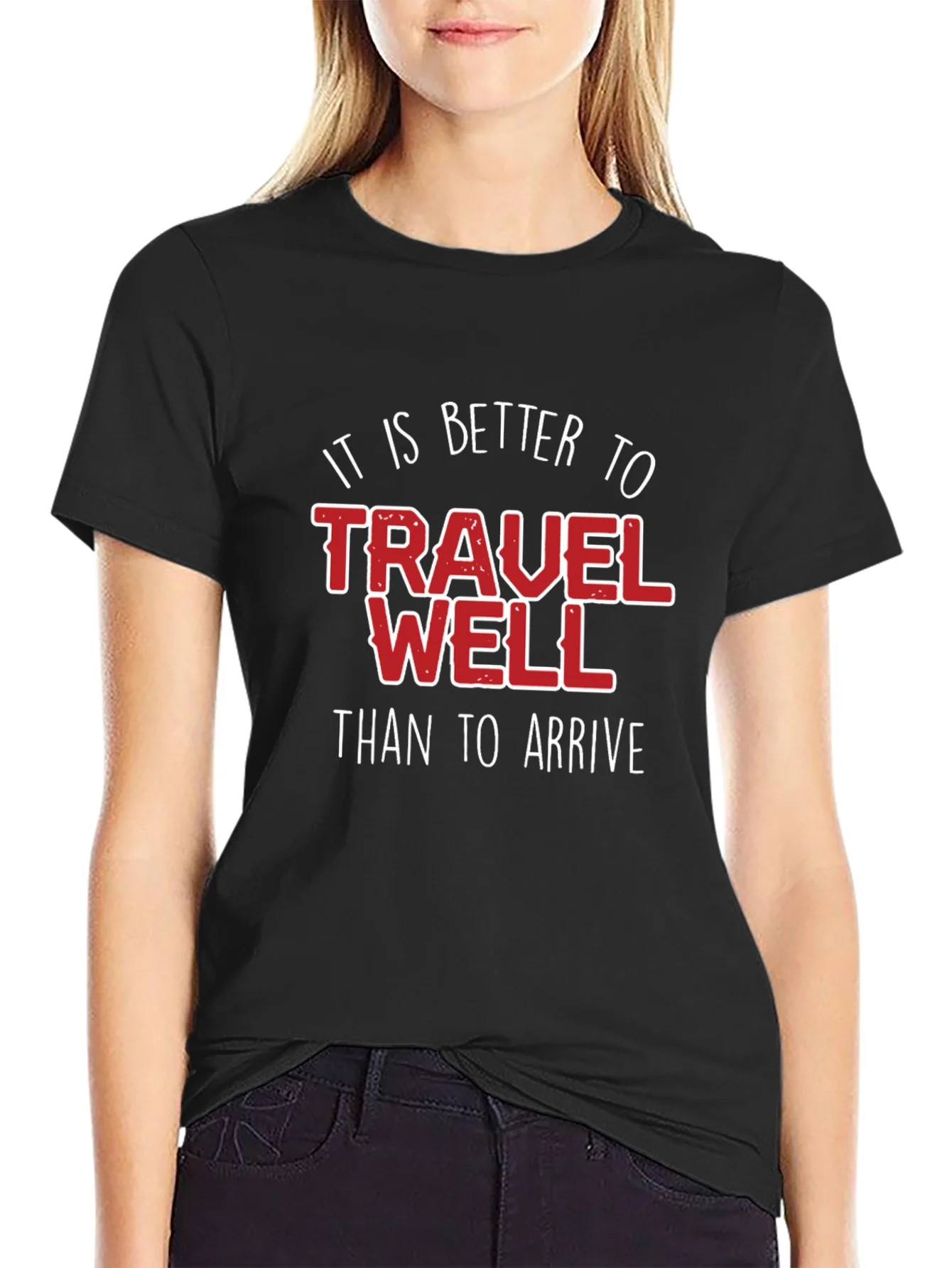 Travel Well Graphic Tee - Black Cotton T-Shirt