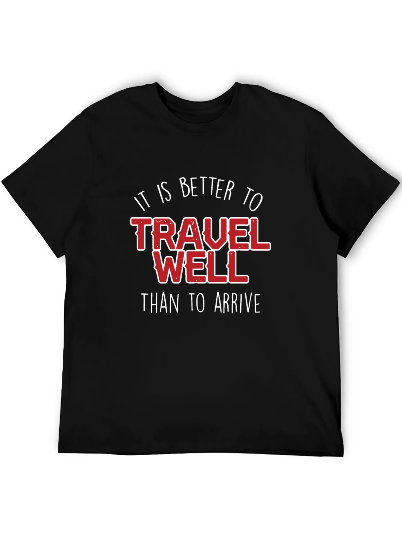 Travel Well Graphic Tee - Black Cotton T-Shirt