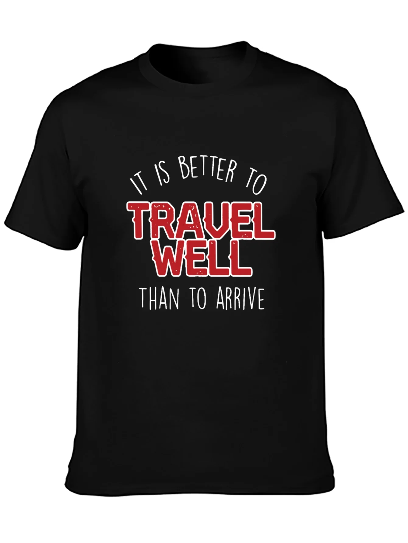 Travel Well Graphic Tee - Black Cotton T-Shirt
