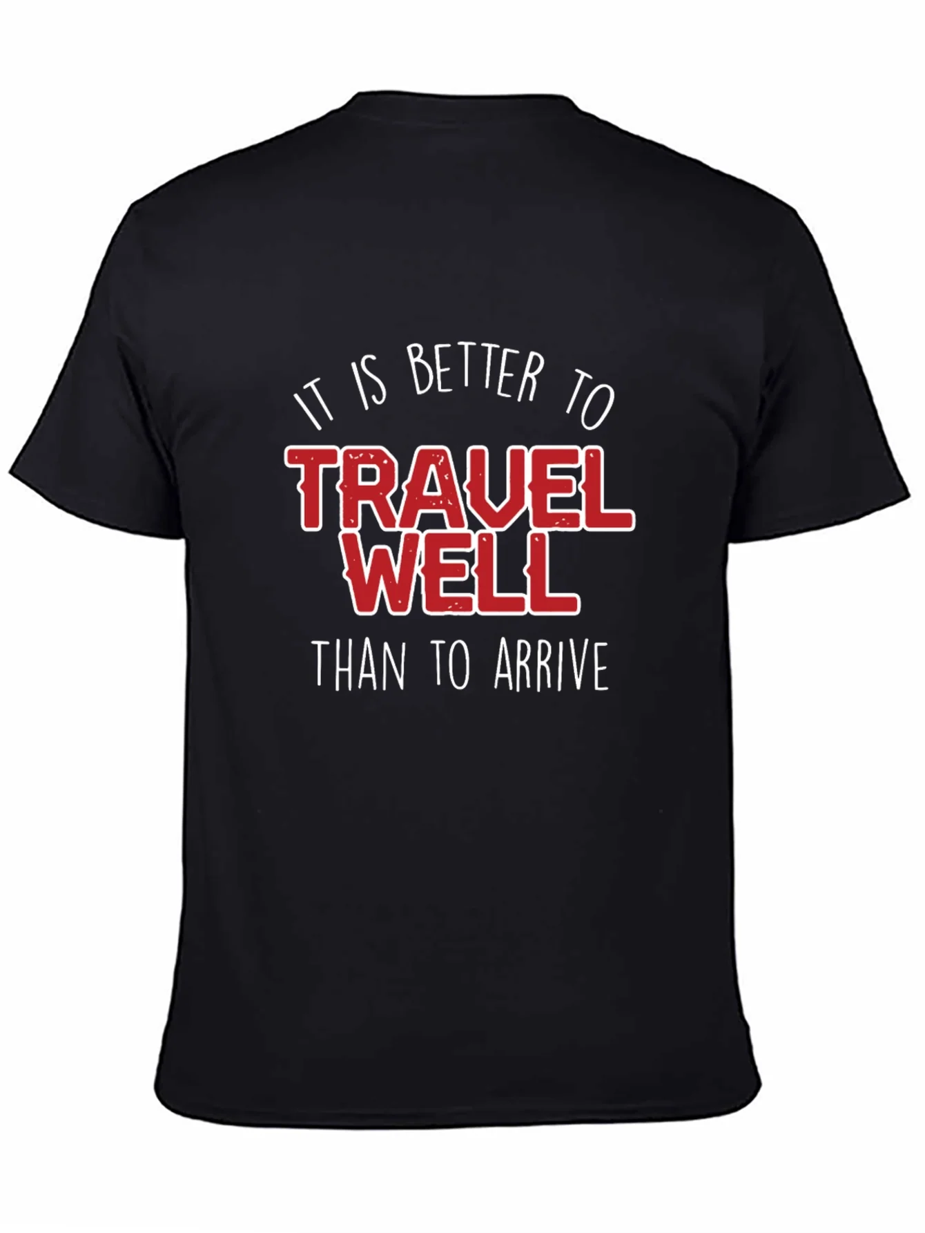 Travel Well Graphic Tee - Black Cotton T-Shirt