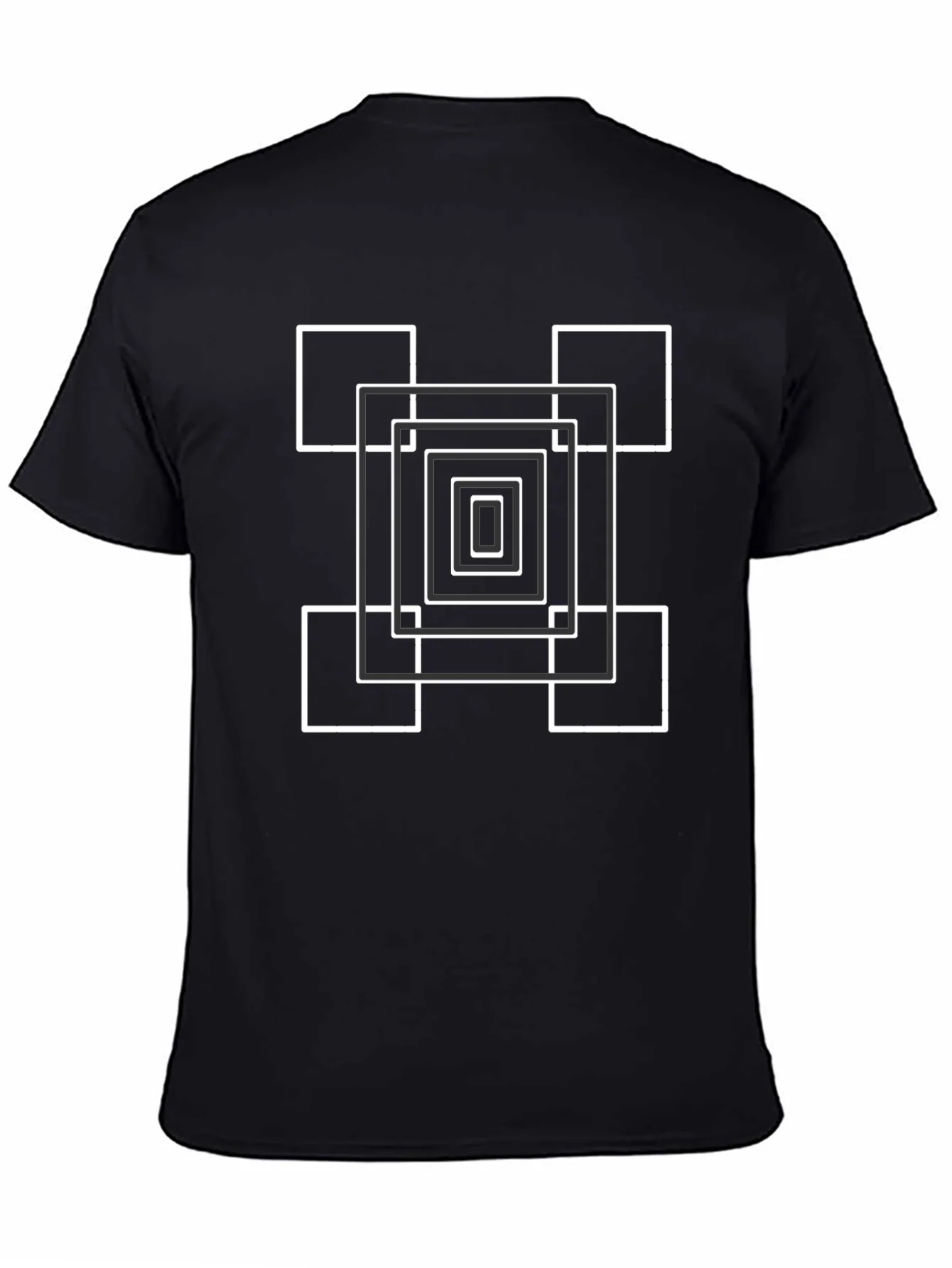 Geometric Square Design Black T-Shirt
