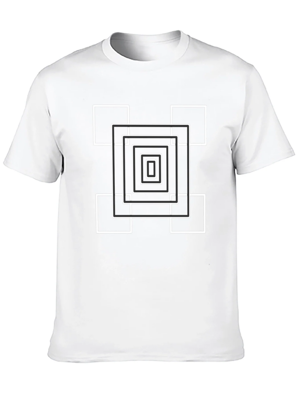 Geometric Square Design Black T-Shirt