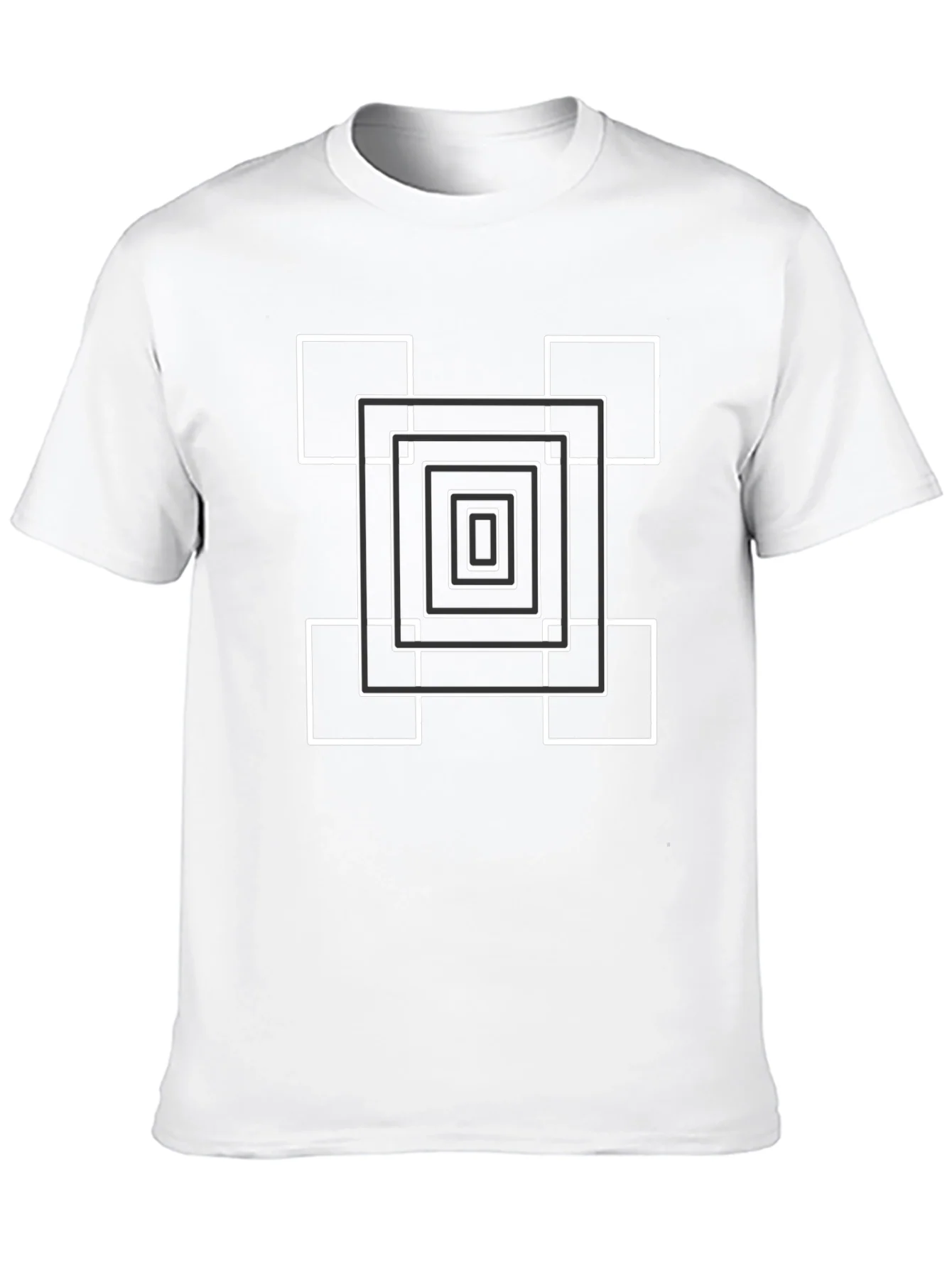 Geometric Square Design Black T-Shirt