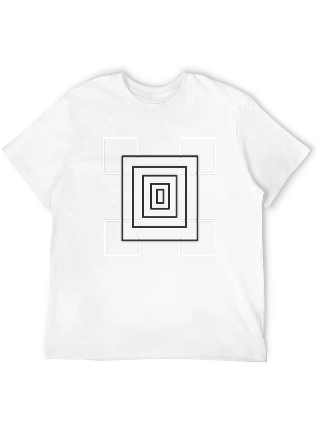Geometric Square Design Black T-Shirt