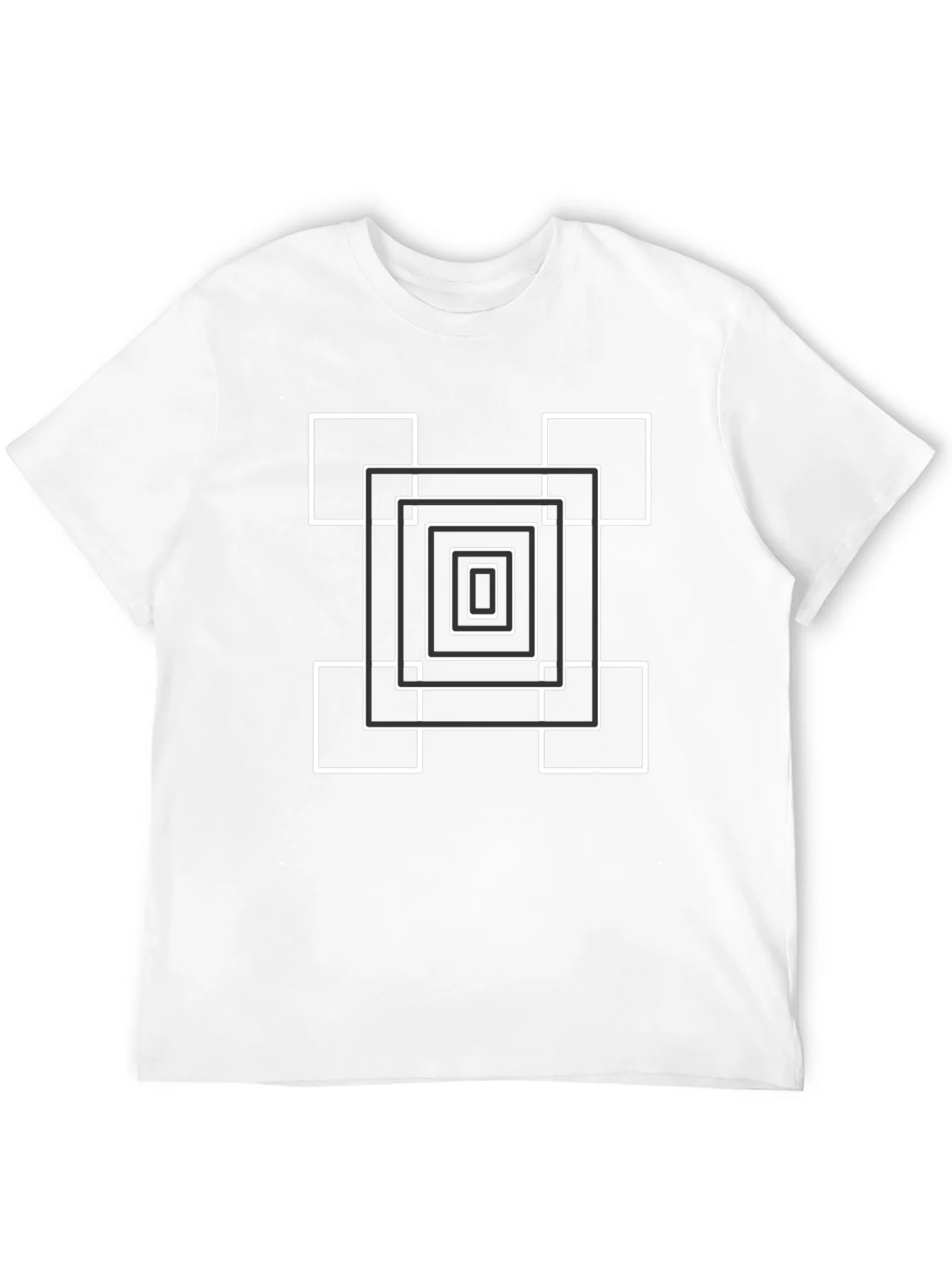 Geometric Square Design Black T-Shirt