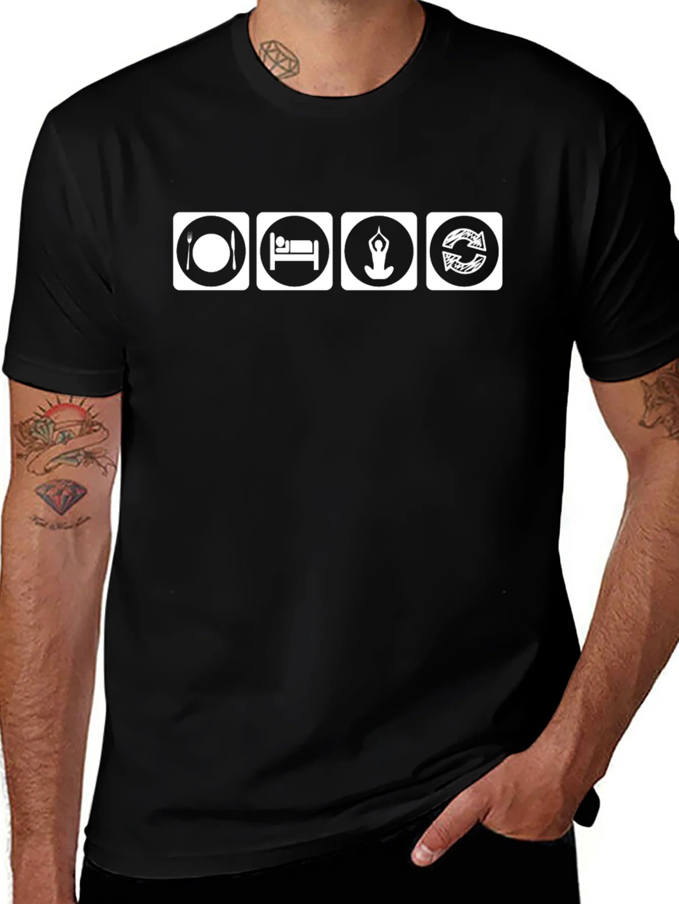 Eat Sleep Yoga Repeat Black T-Shirt