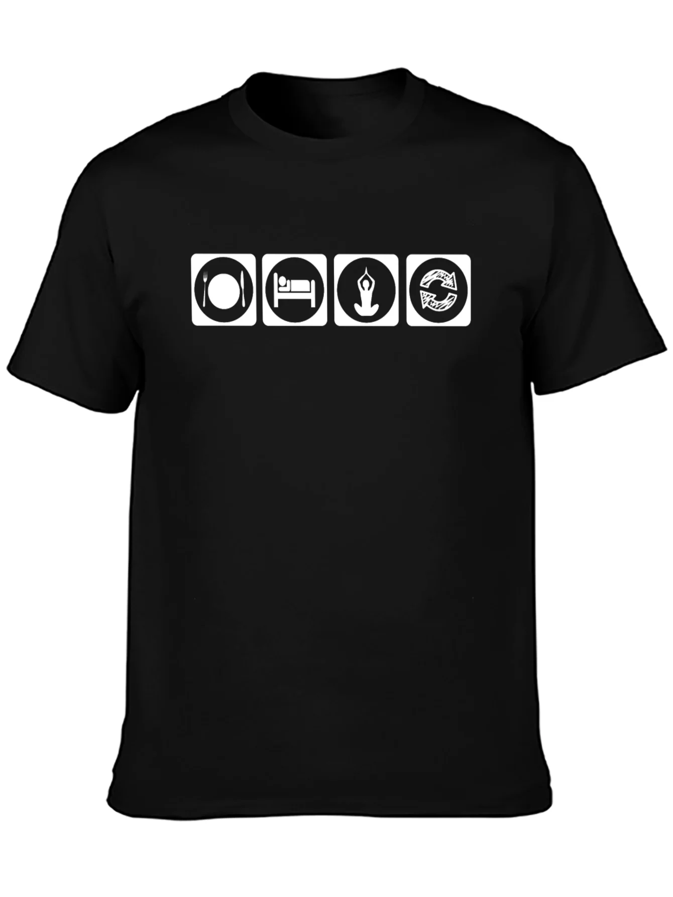 Eat Sleep Yoga Repeat Black T-Shirt