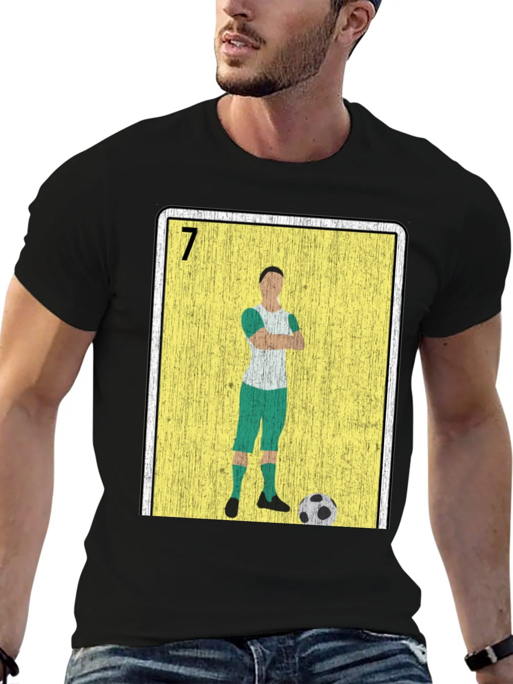 Soccer Player Loteria Card Graphic T-Shirt