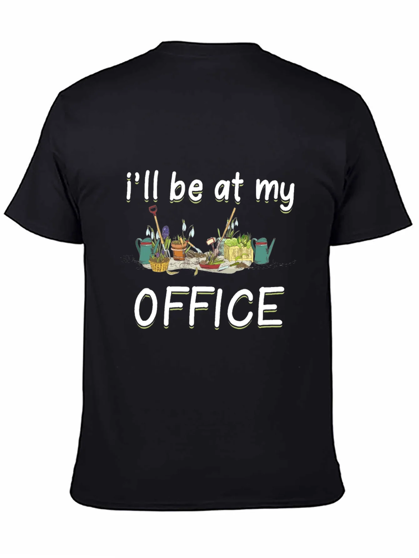 Gardening Office Graphic Tee - Black Cotton T-Shirt