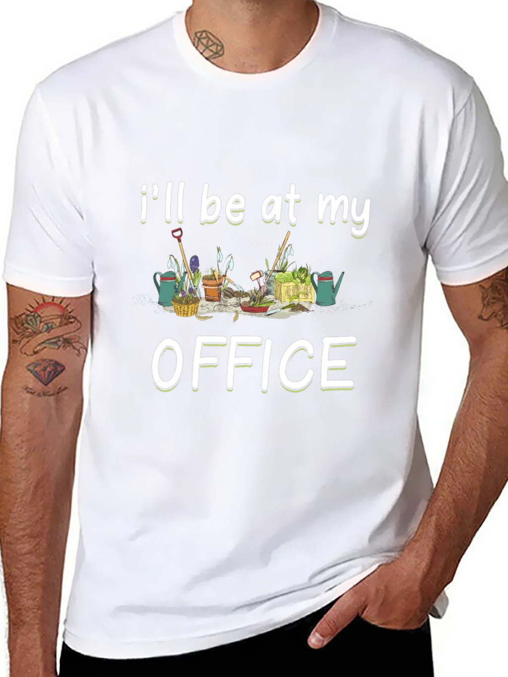 Gardening Office Graphic Tee - Black Cotton T-Shirt