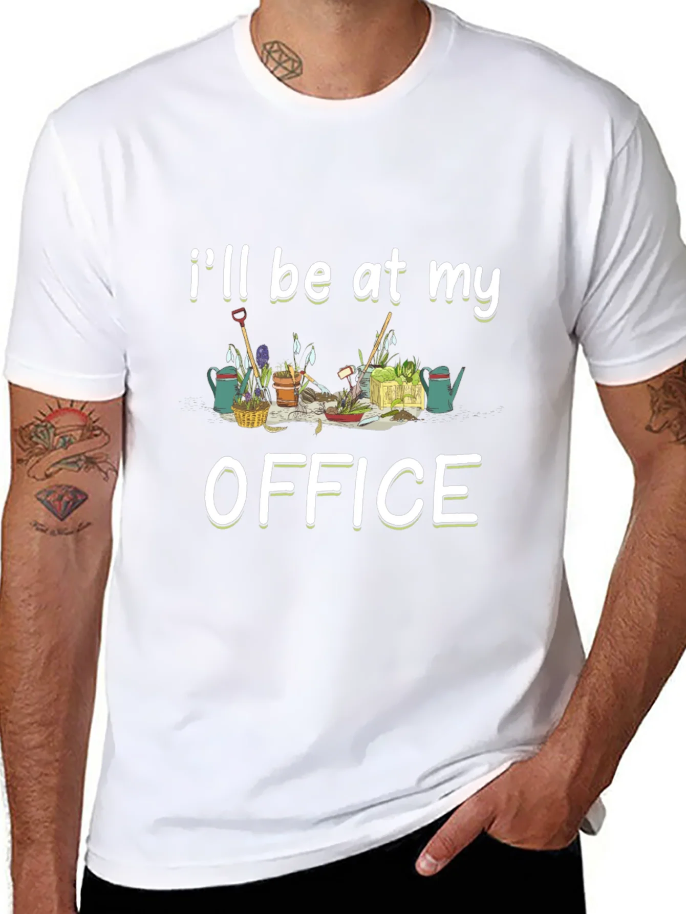 Gardening Office Graphic Tee - Black Cotton T-Shirt