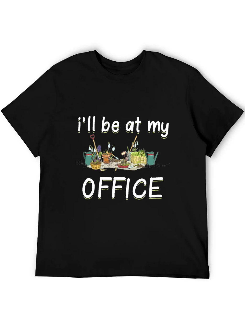 Gardening Office Graphic Tee - Black Cotton T-Shirt
