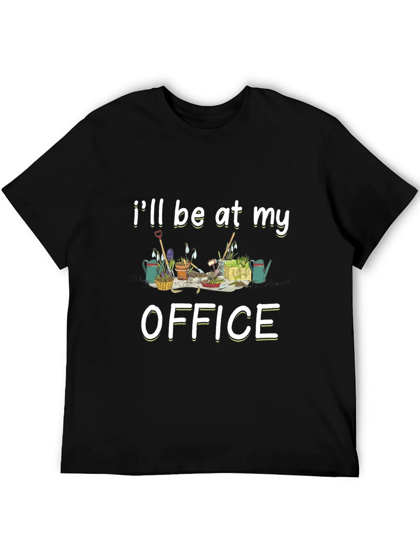 Gardening Office Graphic Tee - Black Cotton T-Shirt