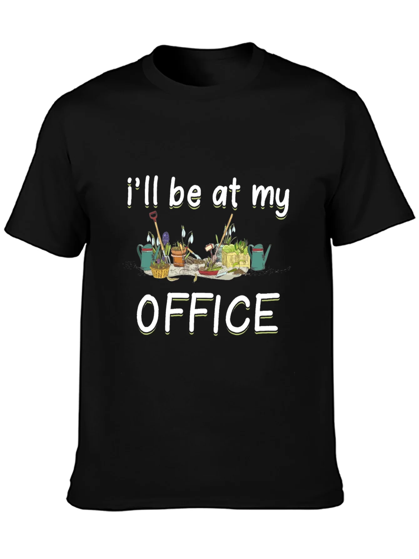 Gardening Office Graphic Tee - Black Cotton T-Shirt