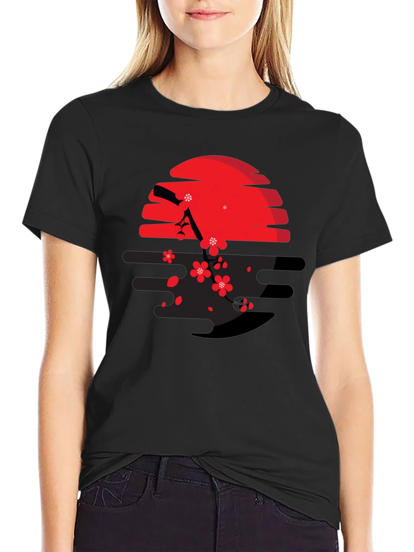 Red Sun & Cherry Blossom Graphic Tee