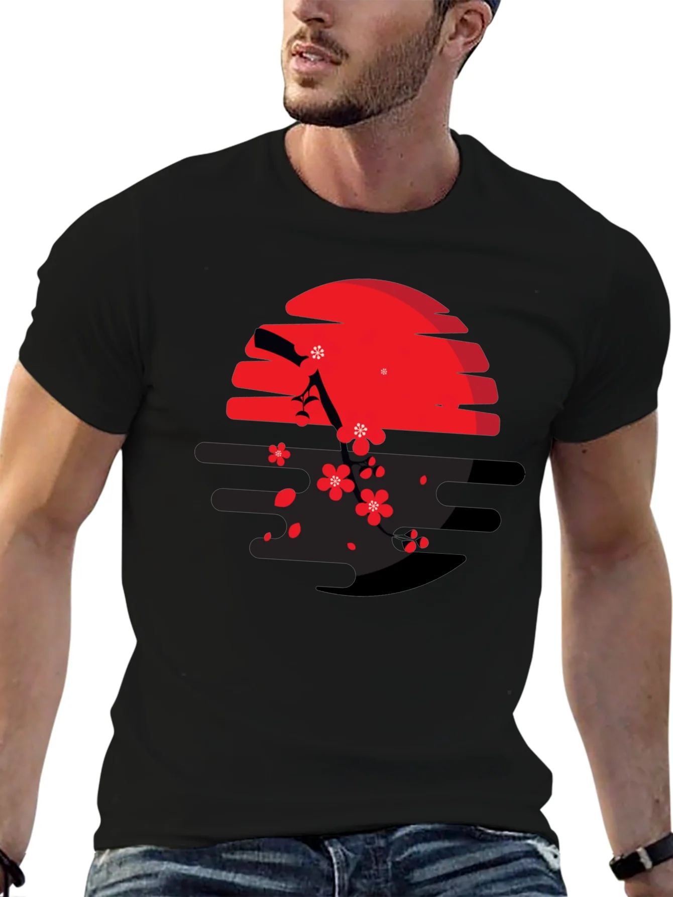 Red Sun & Cherry Blossom Graphic Tee