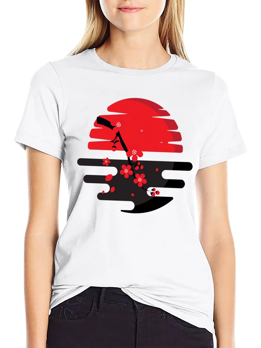 Red Sun & Cherry Blossom Graphic Tee
